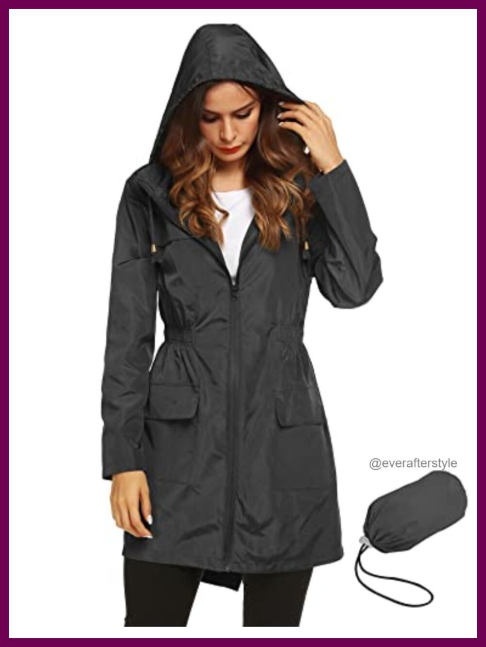 Women Waterproof Lightweight Hooded Rain Jacket Windbreaker Active Outdoor